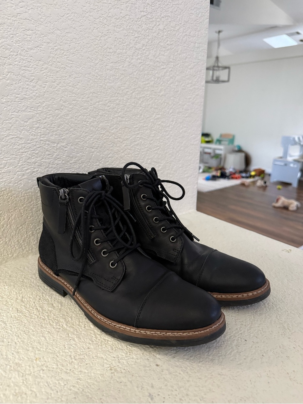 ALDO Men's Black Lace-Up Leather Boots